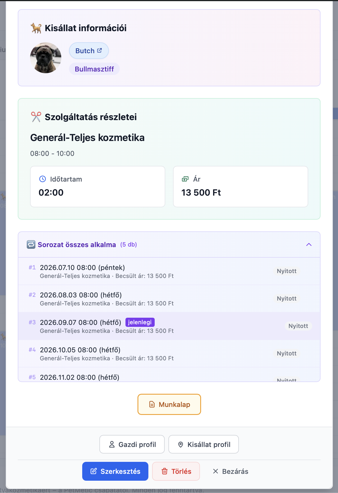 Alkalmak közötti gyorsváltás az ismétlődő időpontoknál
